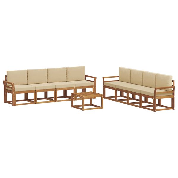 vidaXL K&uuml;lt&eacute;ri kanap&eacute; szett 9 pcs Term&eacute;szetes &eacute;s b&eacute;zs T&ouml;m&ouml;r Ak&aacute;cfa