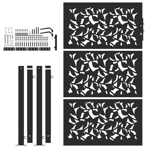 vidaXL fekete kerti kapu 100x150 cm acéllevél mintával