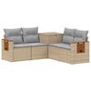 vidaXL Kanap&eacute; Szett 5 db Beige &eacute;s Vil&aacute;gossz&uuml;rke Poli rattan &eacute;s ac&eacute;l