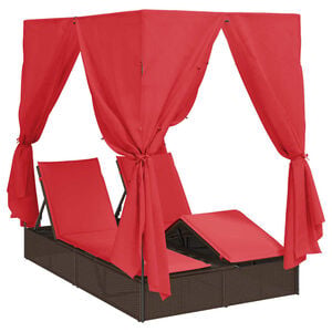 vidaXL Dupla napoz&oacute;&aacute;gy &Aacute;ll&iacute;that&oacute; Piros 205 x 129 x 200 cm polirattan