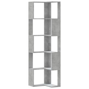 vidaXL 5 szintes betonsz&uuml;rke szerelt fa sarok k&ouml;nyvespolc 50x50x179 cm