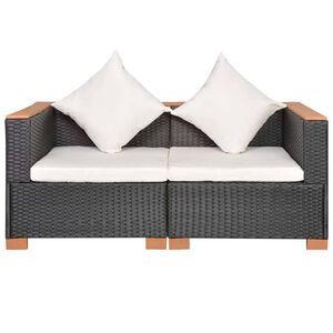 vidaXL fekete polyrattan kerti kanap&eacute;