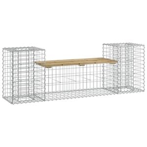 vidaXL t&ouml;m&ouml;r impregn&aacute;lt fenyőfa gabion kerti pad 183x41x60,5 cm