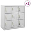 vidaXL 2 db vil&aacute;gossz&uuml;rke ac&eacute;l z&aacute;rhat&oacute; szekr&eacute;ny 90 x 45 x 92,5 cm
