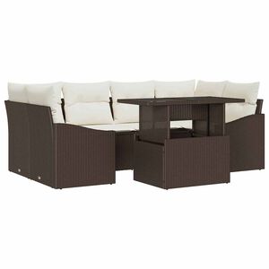 vidaXL Kerti Kanap&eacute; Szett t&aacute;rol&oacute;val 7 pcs Barna Poli rattan