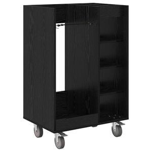 vidaXL Golf Szekr&eacute;ny ker&eacute;kkel Egysz&iacute;nű Fekete t&ouml;lgy 65 x 45 x 98 cm