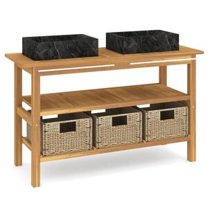 vidaXL t&ouml;m&ouml;r t&iacute;kfa f&uuml;rdőszobaszekr&eacute;ny fekete m&aacute;rv&aacute;ny mosd&oacute;kkal