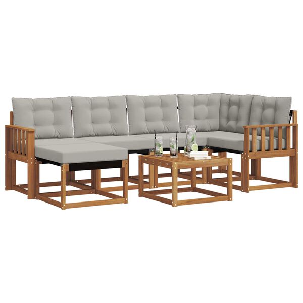 vidaXL K&uuml;lt&eacute;ri kanap&eacute; szett 7 pcs Term&eacute;szetes &eacute;s Vil&aacute;gossz&uuml;rke