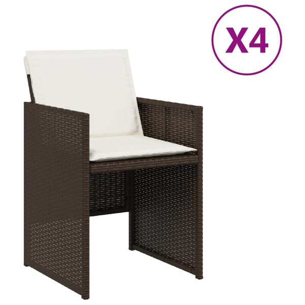 vidaXL 4 db barna polyrattan kerti sz&eacute;k p&aacute;rn&aacute;val