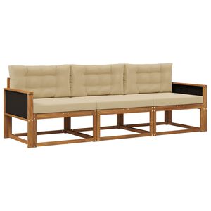 vidaXL K&uuml;lt&eacute;ri kanap&eacute; szett p&aacute;rn&aacute;val 3 pcs Term&eacute;szetes &eacute;s b&eacute;zs