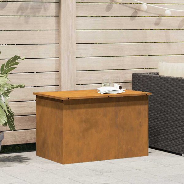 vidaXL K&uuml;lt&eacute;ri T&aacute;rol&oacute; Doboz Rozsd&aacute;s 80 x 50,5 x 50 cm Ac&eacute;l