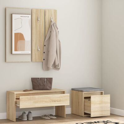 vidaXL sonoma-tölgyszínű szerelt fa előszobabútor-szett