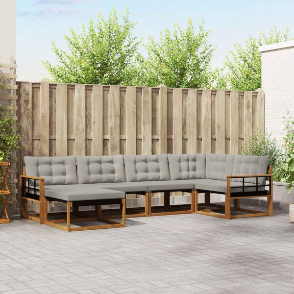 vidaXL K&uuml;lt&eacute;ri kanap&eacute; szett 6 pcs Term&eacute;szetes &eacute;s Vil&aacute;gossz&uuml;rke