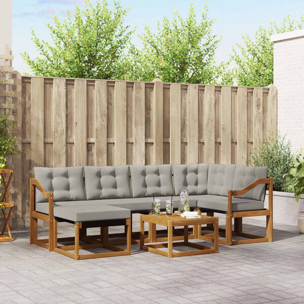 vidaXL K&uuml;lt&eacute;ri kanap&eacute; szett 7 pcs Term&eacute;szetes &eacute;s Vil&aacute;gossz&uuml;rke