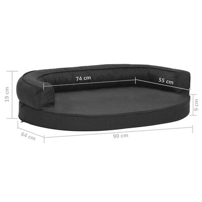 vidaXL fekete ergonomikus vászonhatású kutyaágymatrac 90 x 64 cm