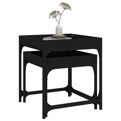 vidaXL 2 db fekete szerelt fa kisasztal