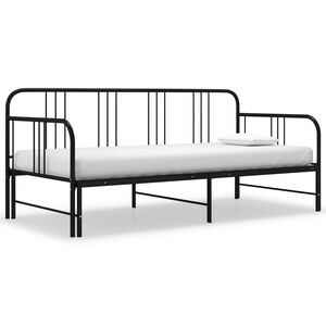 vidaXL fekete f&eacute;m kih&uacute;zhat&oacute; kanap&eacute;&aacute;gy-keret 90 x 200 cm