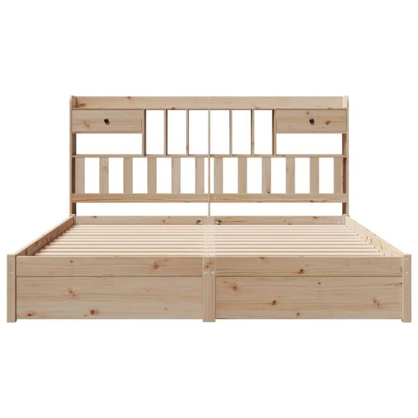 vidaXL tömör fenyőfa könyvespolcos ágy matrac nélkül 180 x 200 cm