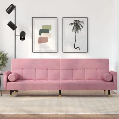 vidaXL rózsaszín bársony kanapéágy párnákkal