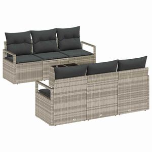 vidaXL Kanap&eacute; Szett p&aacute;rn&aacute;val 7 pcs Vil&aacute;gossz&uuml;rke polirattan