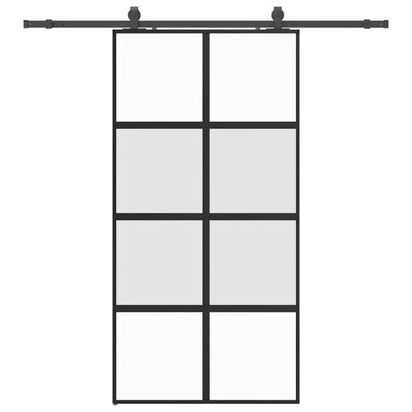 vidaXL fekete edzett &uuml;veg tol&oacute;ajt&oacute; f&eacute;mszerel&eacute;k szettel 102,5x205 cm