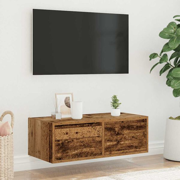 vidaXL TV szekr&eacute;ny LED vil&aacute;g&iacute;t&aacute;ssal r&eacute;gi fa 75x35,5x25 cm
