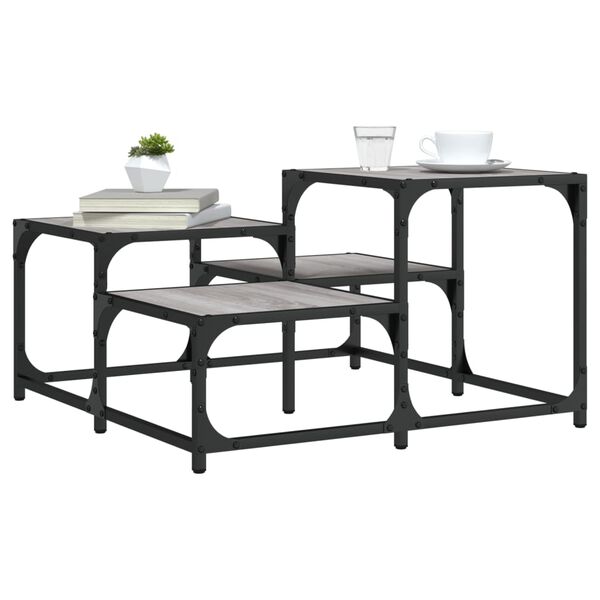 vidaXL szürke sonoma színű szerelt fa dohányzóasztal 68 x 68 x 40 cm