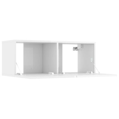 vidaXL 2 db magasfényű fehér szerelt fa fali TV-szekrény 80x30x30 cm