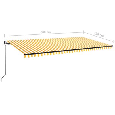 vidaXL sárga-fehér szélérzékelős és LED-es napellenző 600 x 350 cm