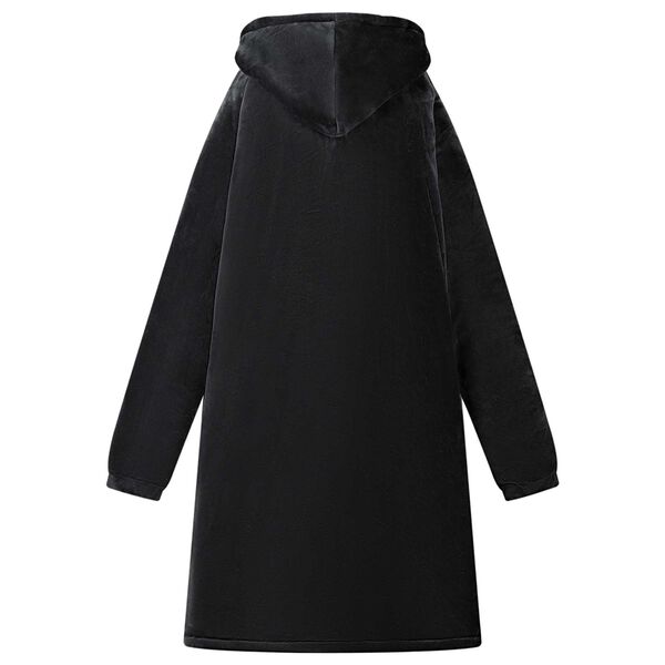 vidaXL Takar&oacute; pul&oacute;ver Fekete L Mikrosz&aacute;las &eacute;s Flanel