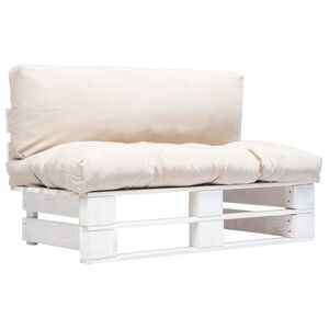 vidaXL fenyőfa kerti raklapkanap&eacute; homoksz&iacute;nű p&aacute;rn&aacute;kkal