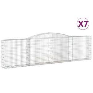 vidaXL 7 db &iacute;ves horganyzott vas gabion kos&aacute;r 400x30x100/120 cm