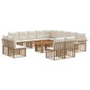 vidaXL Kerti Kanap&eacute; Szett 14 db Term&eacute;szetes &eacute;s Kr&eacute;msz&iacute;nű Feh&eacute;r