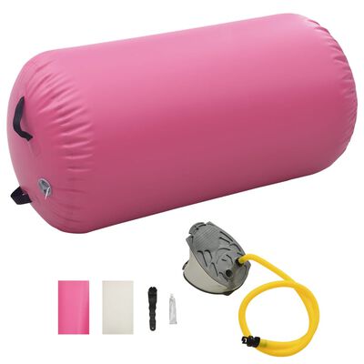 vidaXL rózsaszín PVC felfújható tornahenger pumpával 120 x 90 cm