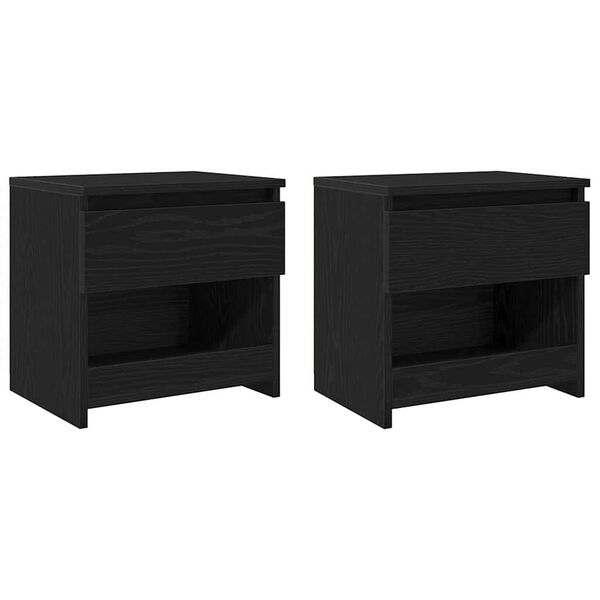 vidaXL Éjjeliszekrény 2 pcs Fekete tölgy 40 x 30 x 39 cm Faanyag