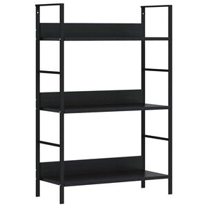 vidaXL 3 szintes fekete szerelt fa k&ouml;nyvespolc 60 x 27,6 x 90,5 cm
