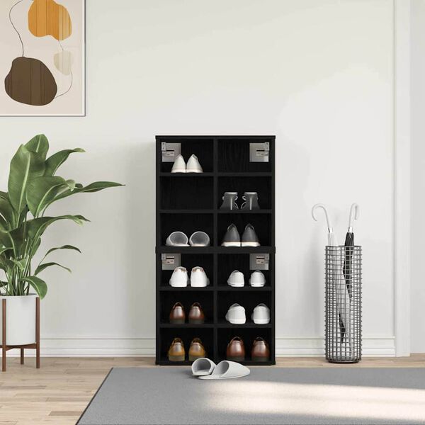 vidaXL Cipőszekr&eacute;ny 2 pcs Fekete t&ouml;lgy 52 x 30 x 50,5 cm Faanyag