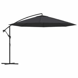 vidaXL fekete konzolos napernyő ac&eacute;lr&uacute;ddal 350 cm