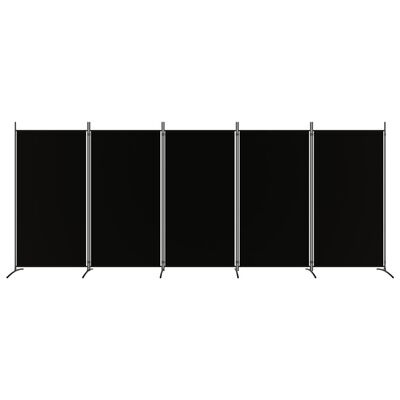 vidaXL 5 paneles fekete szövet térelválasztó 433x180 cm