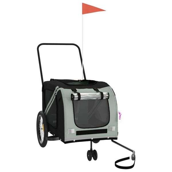 vidaXL sz&uuml;rke-fekete oxford sz&ouml;vet &eacute;s vas kis&aacute;llatsz&aacute;ll&iacute;t&oacute; ut&aacute;nfut&oacute;