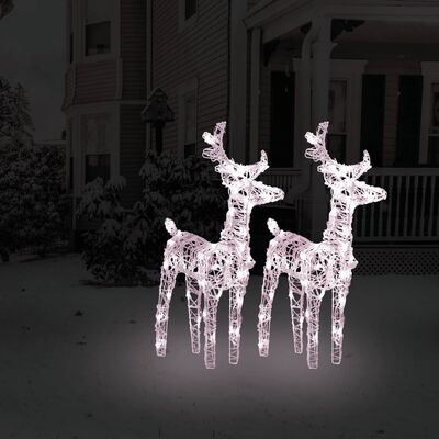 vidaXL 2 db akril karácsonyi rénszarvas 80 meleg fehér LED-del