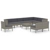 vidaXL 11 r&eacute;szes sz&uuml;rke polyrattan kerti &uuml;lőgarnit&uacute;ra p&aacute;rn&aacute;kkal