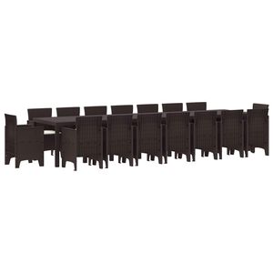 vidaXL Kerti &eacute;tkező szett p&aacute;rn&aacute;kkal p&aacute;rn&aacute;val 17 pcs Barna PP