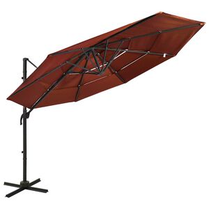vidaXL 4 szintes terrakotta napernyő alum&iacute;niumr&uacute;ddal 3 x 3 m