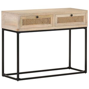 vidaXL t&ouml;m&ouml;r mang&oacute;fa &eacute;s term&eacute;szetes n&aacute;d t&aacute;lal&oacute;asztal 100 x 35 x 76 cm