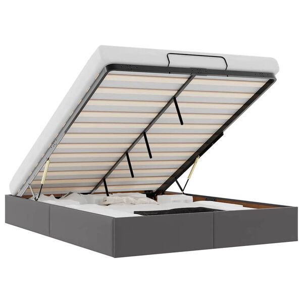 vidaXL Ottomán ágykeret matrac nélkül szürke 140x190 cm műbőr