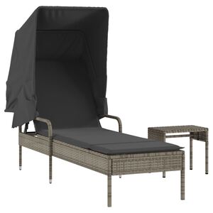 vidaXL sz&uuml;rke polyrattan napoz&oacute;&aacute;gy tetővel &eacute;s asztallal