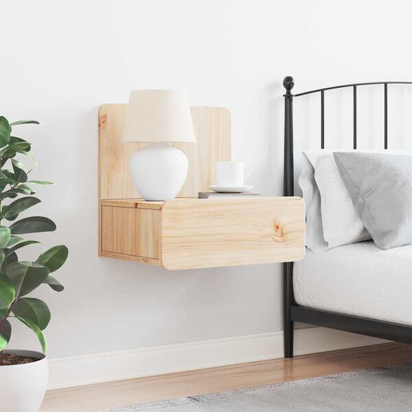 vidaXL &Eacute;jjeli asztal fi&oacute;kkal Barna 44 x 32,5 x 40 cm T&ouml;m&ouml;r fenyőfa