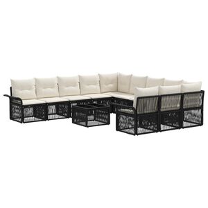 vidaXL Kerti Kanap&eacute; Szett 12 pcs Fekete polirattan