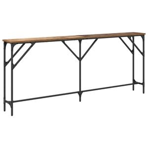 vidaXL Konzolasztal &Ouml;reg fa 180 x 23 x 75 cm Műgyant&aacute;s fa &eacute;s f&eacute;m